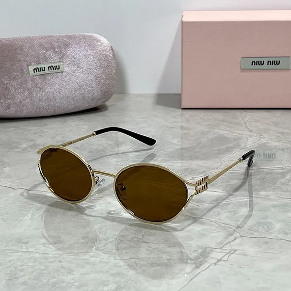 Kính Mát Miu Miu MU52YS 7OE01T Sunglasses Màu Vàng Nâu - Kính mắt - Vua Hàng Hiệu