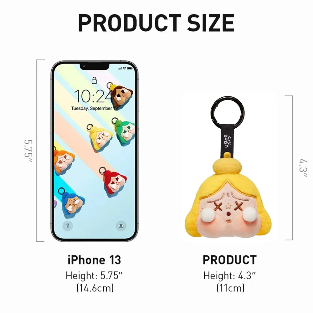 Móc Khóa Pop Mart Crybaby Cheer Up, Baby! Series-Plush Pendant Blind Box Màu Vàng