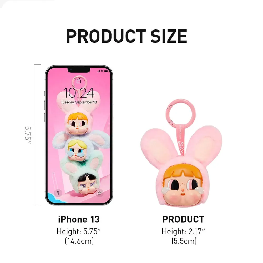 Móc Khóa Pop Mart Crybaby x Powerpuff Girls Series Vinyl Face Bag Charm Bunny Blossom Màu Hồng - Phụ kiện - Vua Hàng Hiệu
