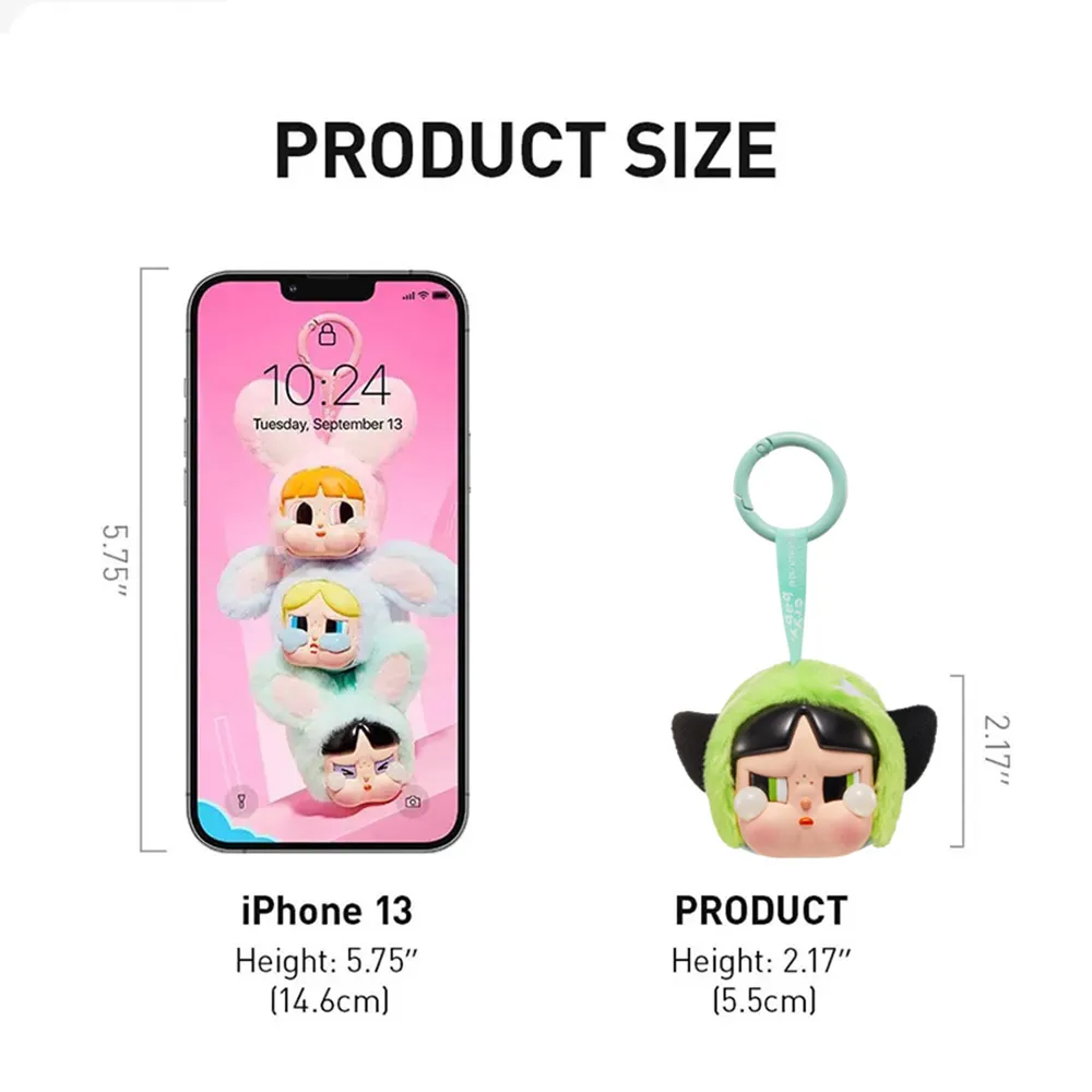 Móc Khóa Pop Mart Crybaby x Powerpuff Girls Series-Vinyl Face Plush Blind Box Buttercup Màu Xanh - Phụ kiện - Vua Hàng Hiệu
