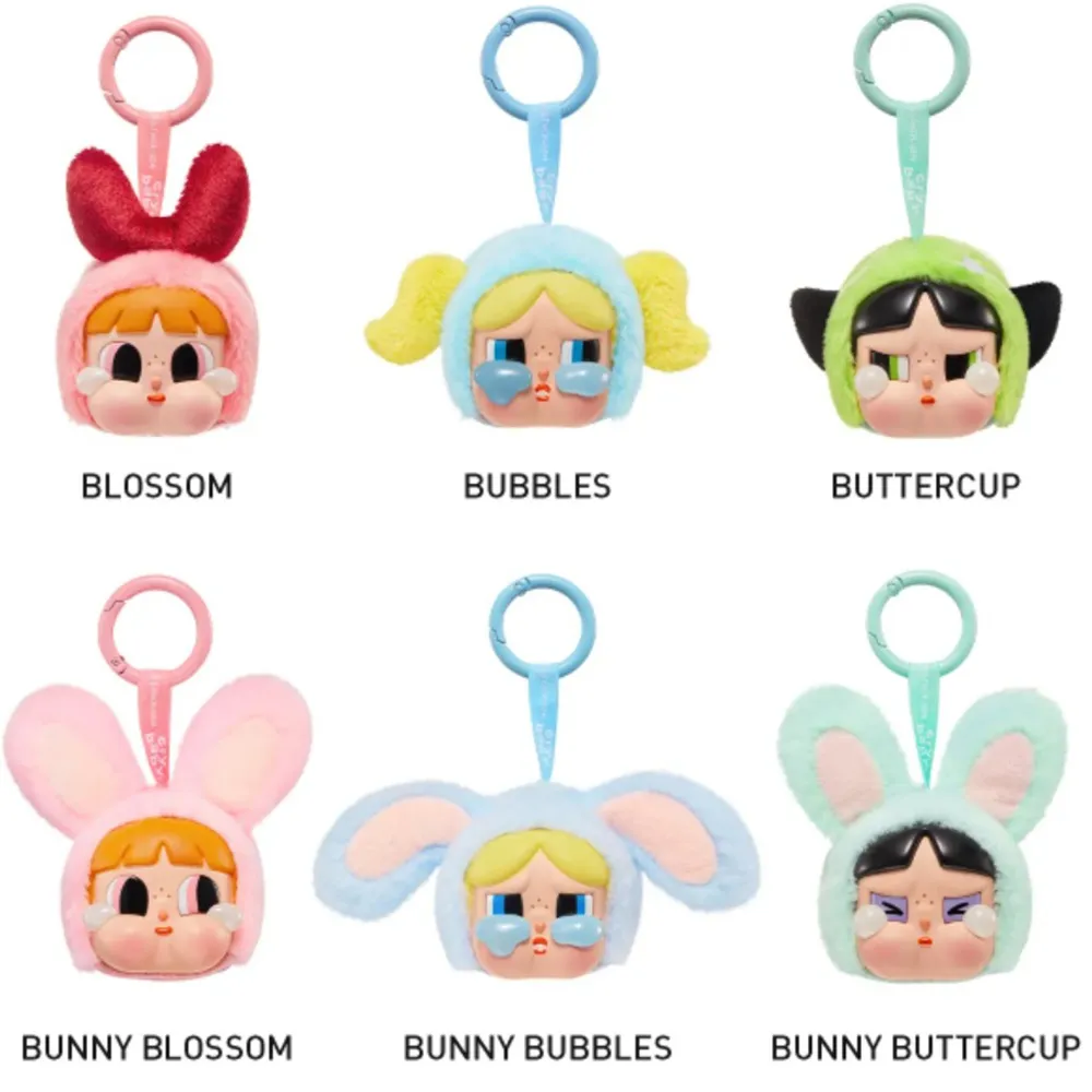 Móc Khóa Pop Mart Crybaby x Powerpuff Girls Series-Vinyl Face Plush Blind Box Buttercup Màu Xanh - Phụ kiện - Vua Hàng Hiệu