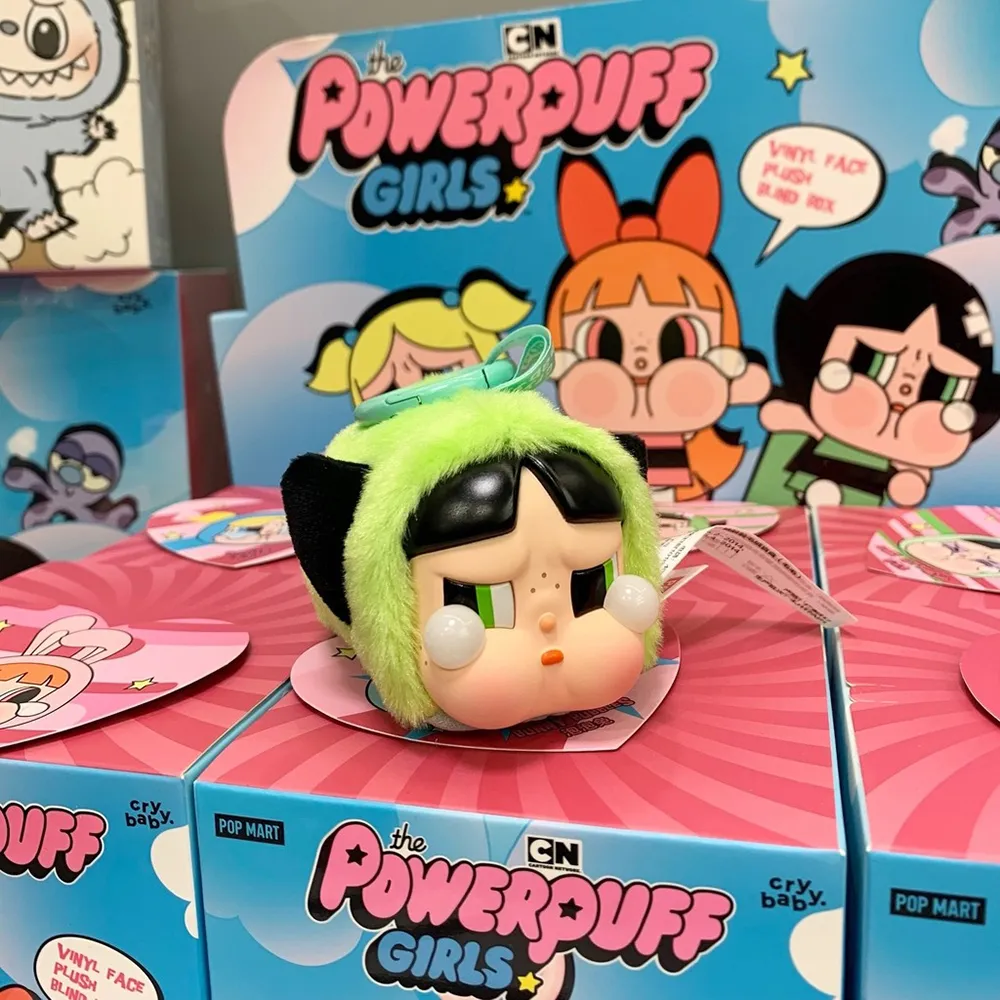 Móc Khóa Pop Mart Crybaby x Powerpuff Girls Series-Vinyl Face Plush Blind Box Buttercup Màu Xanh - Phụ kiện - Vua Hàng Hiệu