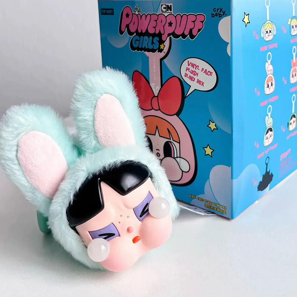 Móc Khóa Pop Mart Crybaby x Powerpuff Girls Series Vinyl Face Plush Blind Box Bunny Buttercup Màu Xanh - Phụ kiện - Vua Hàng Hiệu
