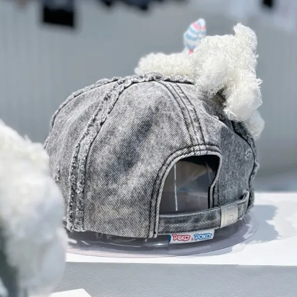 Mũ 13 De Marzo Fujiya Sweets Bear Pink Logo Denim Cap FR2Q1171 0330 Màu Xám