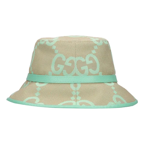 Mũ Gucci GG Maxi Cotton Blend Jacquard Bucket Hat Màu Be Phối Xanh Size M