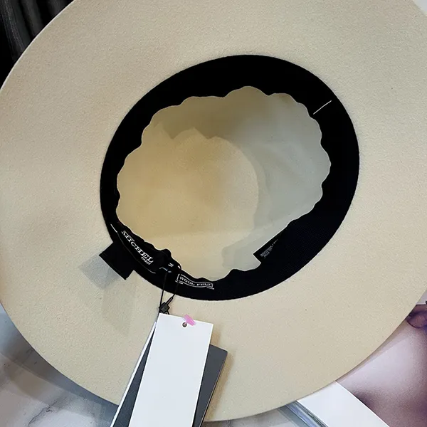 Mũ Maison Michel Kyra Wool Felt Fedora Hat Màu Kem Size M - Mũ nón - Vua Hàng Hiệu
