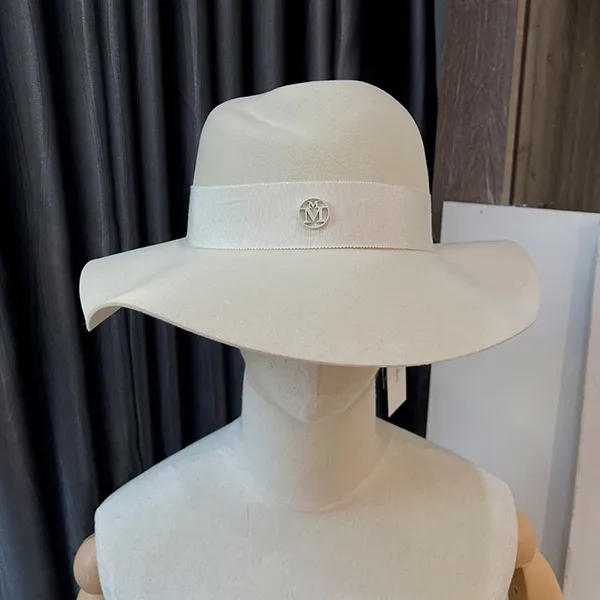 Mũ Maison Michel Kyra Wool Felt Fedora Hat Màu Kem Size M - Mũ nón - Vua Hàng Hiệu