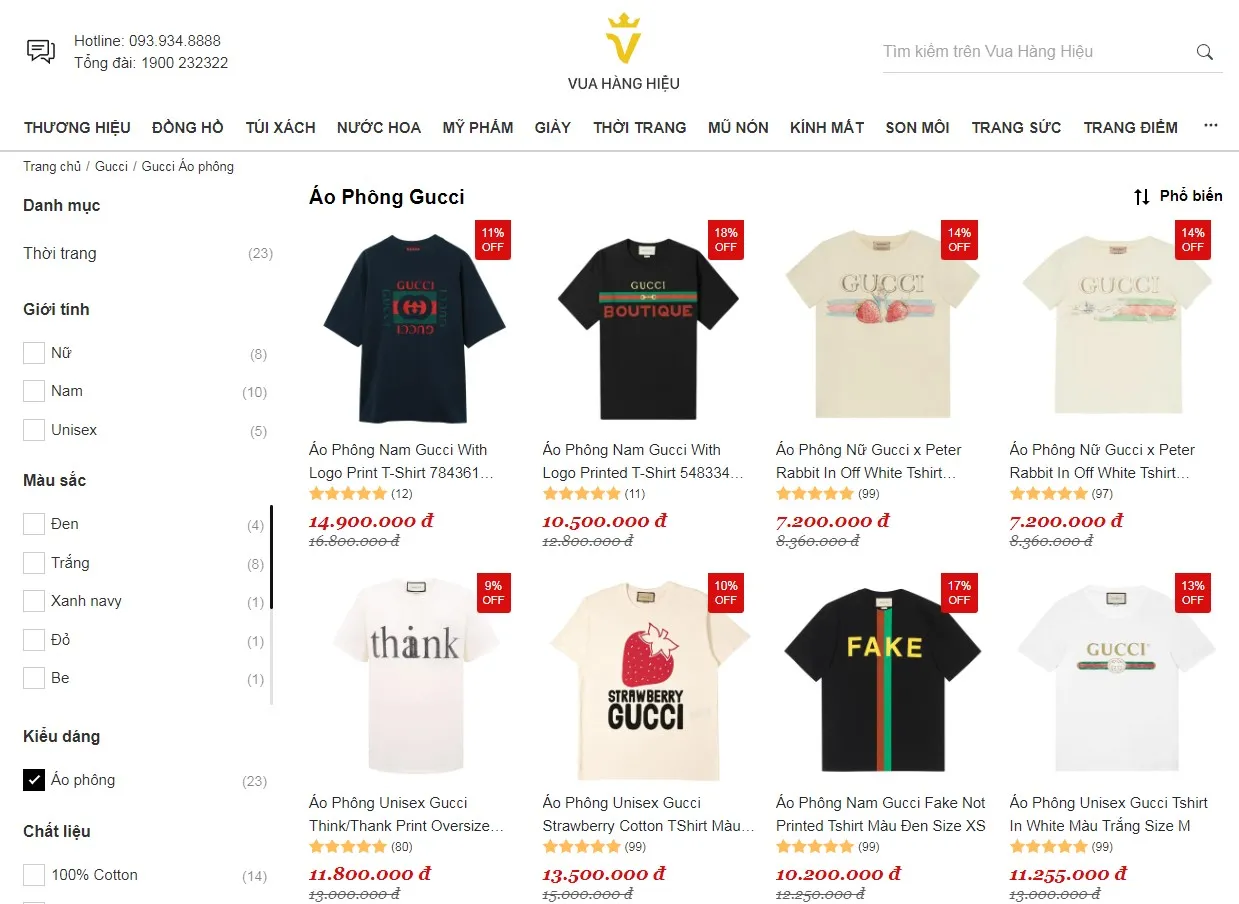 Mua Áo Phông Gucci Chính Hãng tại Vua Hàng Hiệu