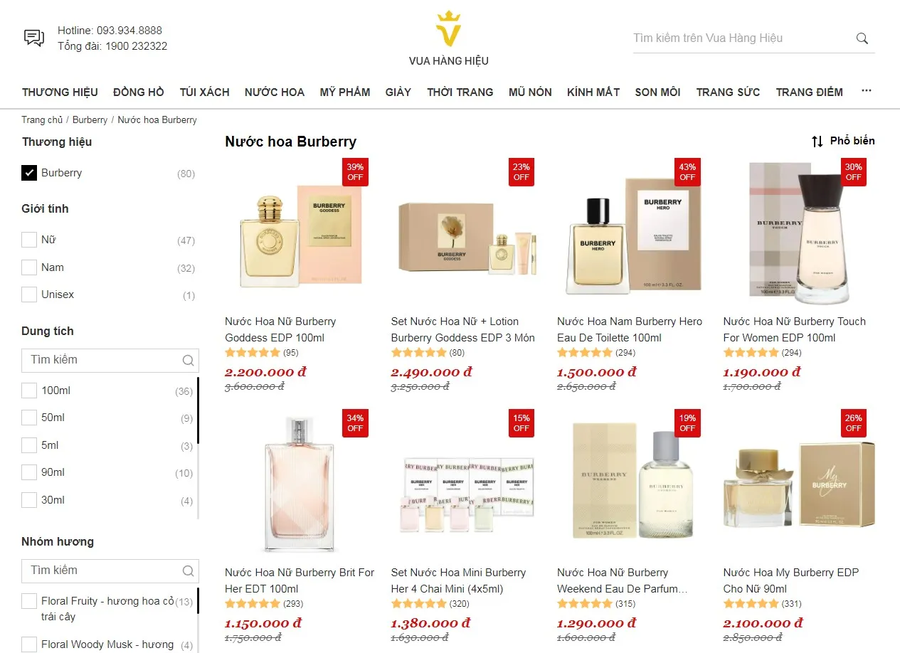 Mua Nước Hoa Burberry Chính Hãng Tại Vua Hàng Hiệu