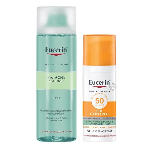 Combo Nước Cân Bằng + Kem Chống Nắng Cho Da Dầu Eucerin Gel-Creme Oil Control Dry Touch SPF 50+ (200ml + 50ml) - Mỹ phẩm - Vua Hàng Hiệu