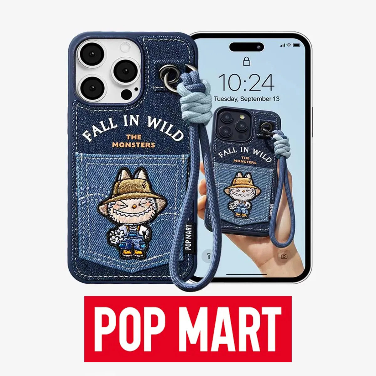 Ốp Điện Thoại Pop Mart Labu The Monsters Fall In Wild Iphone 14 Pro Max Màu Xanh Denim