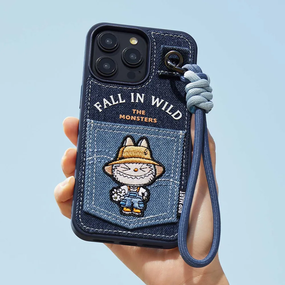Ốp Điện Thoại Pop Mart The Monsters Fall In Wild Series-Lanyard Phone Case iPhone 15 Pro Max Màu Xanh Navy - Phụ Kiện Công Nghệ - Vua Hàng Hiệu