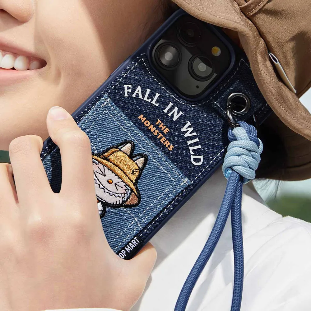 Ốp Điện Thoại Pop Mart The Monsters Fall In Wild Series-Lanyard Phone Case iPhone 15 Pro Max Màu Xanh Navy - Phụ Kiện Công Nghệ - Vua Hàng Hiệu