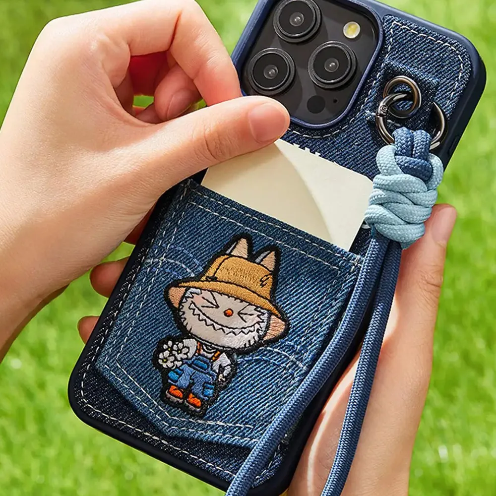 Ốp Điện Thoại Pop Mart The Monsters Fall In Wild Series-Lanyard Phone Case iPhone 15 Pro Max Màu Xanh Navy - Phụ Kiện Công Nghệ - Vua Hàng Hiệu