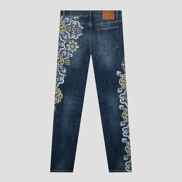 Quần Jean Nam Dolce & Gabbana D&G Blue Denim With Majolica Printed GY07LD G8CI5 S9001 Màu Xanh Size 44