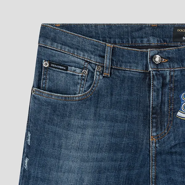 Quần Jean Nam Dolce & Gabbana D&G Blue Denim With Majolica Printed GY07LD G8CI5 S9001 Màu Xanh Size 44
