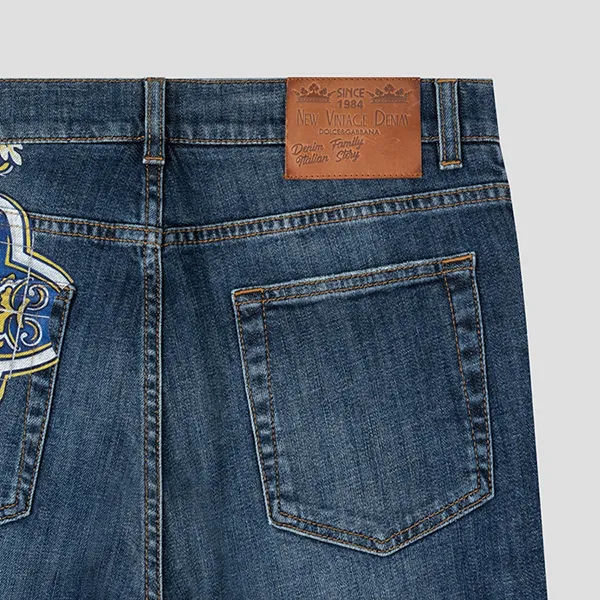 Quần Jean Nam Dolce & Gabbana D&G Blue Denim With Majolica Printed GY07LD G8CI5 S9001 Màu Xanh Size 44