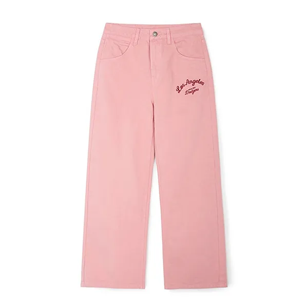 Quần Jean Nữ MLB Varsity Cursive Embroidery Wide Pants New York Yankees 3FDPV0144-07PKM Màu Hồng Size XS