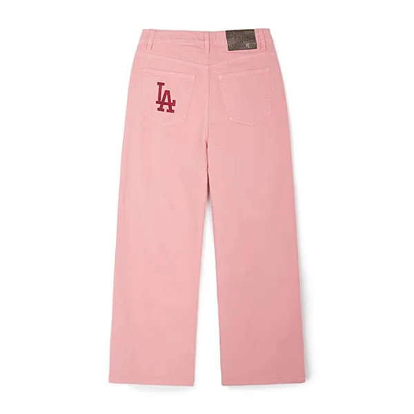Quần Jean Nữ MLB Varsity Cursive Embroidery Wide Pants New York Yankees 3FDPV0144-07PKM Màu Hồng Size XS