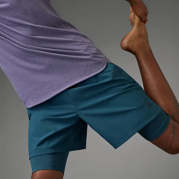 Quần Short Nam Adidas Yoga Premium Training Two-In-One IM1736 Màu Xanh Lam Size S