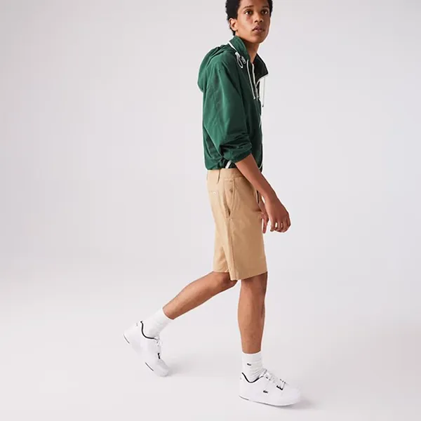 Quần Short Nam Lacoste Men's Slim Fit Stretch Gabardine Shorts FH9542 02S Màu Vàng Cát Size 42