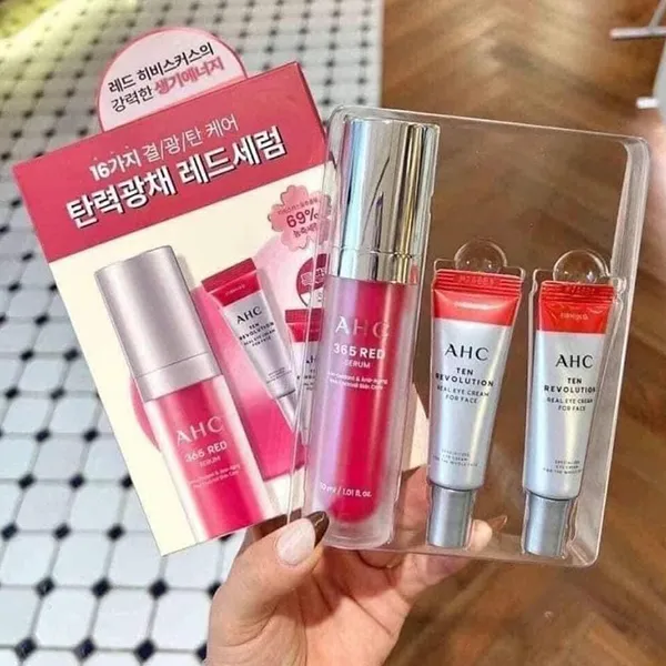 Set Chăm Sóc Da AHC 365 Red Serum 3 Món
