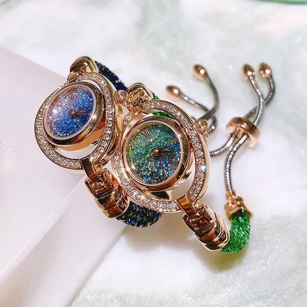 Set Đồng Hồ Nữ Davena Crystal 61625 Màu Xanh Blue (Random Vòng Tặng Kèm) - Đồng hồ - Vua Hàng Hiệu