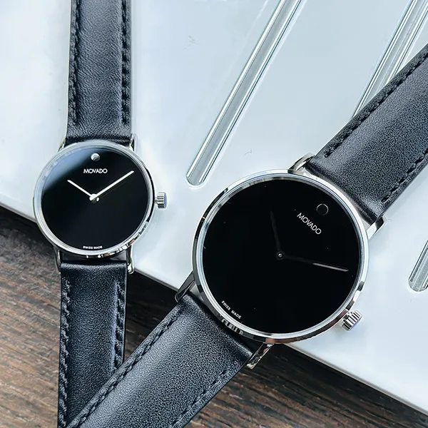 Set Đồng Hồ Unisex Movado 0607589/ 0607598 Màu Đen