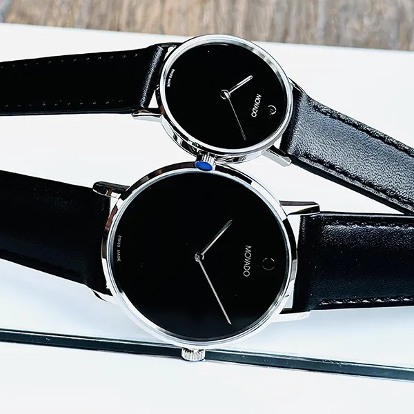 Set Đồng Hồ Unisex Movado 0607589/ 0607598 Màu Đen
