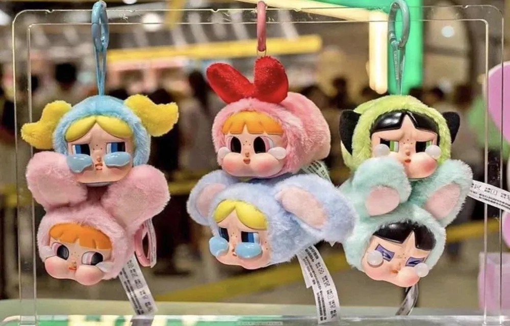 Set Móc Khóa Pop Mart CRYBABY × Powerpuff Girls Series-Vinyl Face Plush Blind Box 6 Chiếc