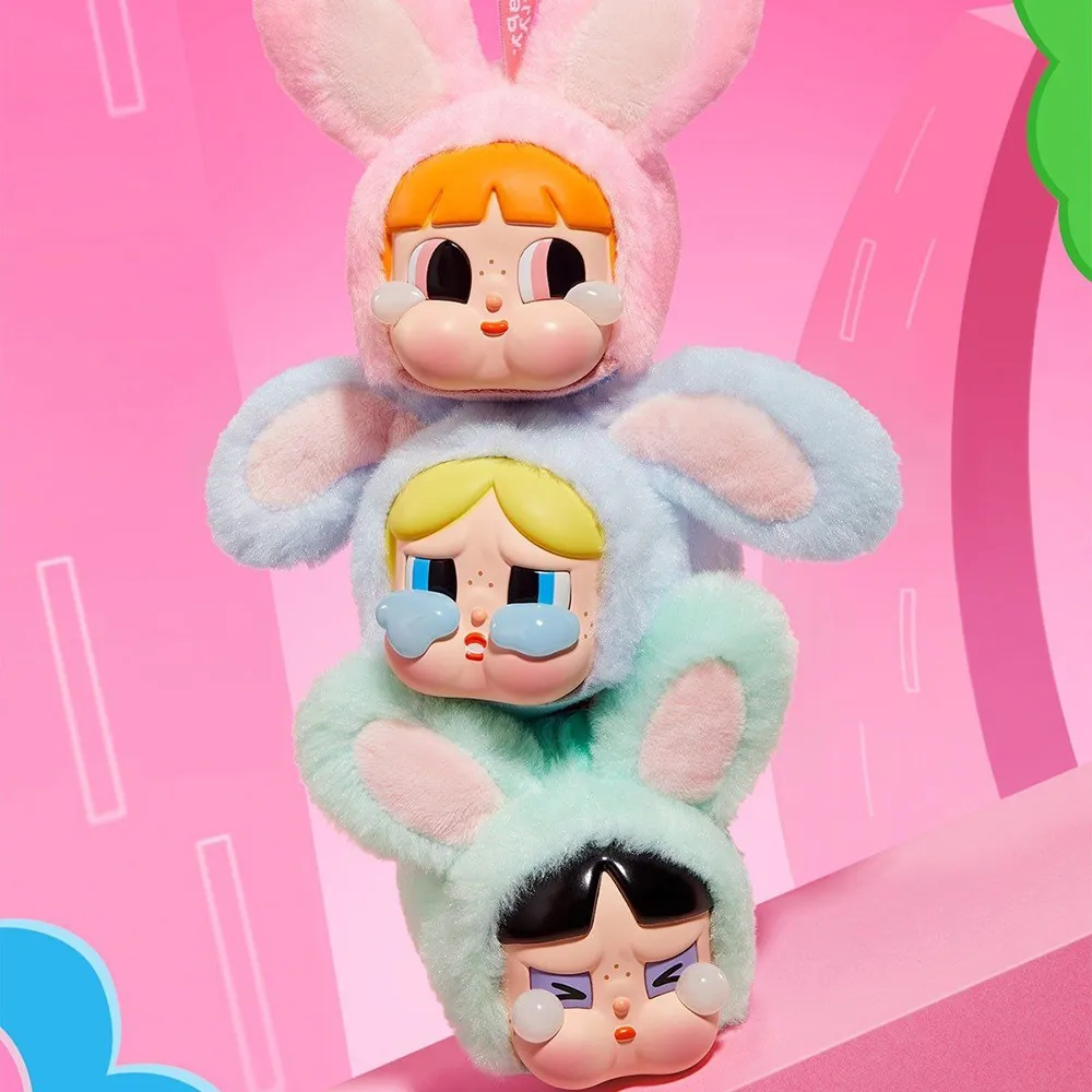 Set Móc Khóa Pop Mart CRYBABY × Powerpuff Girls Series-Vinyl Face Plush Blind Box 6 Chiếc