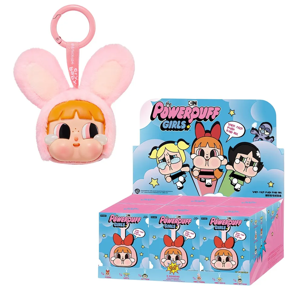 Set Móc Khóa Pop Mart CRYBABY × Powerpuff Girls Series-Vinyl Face Plush Blind Box 6 Chiếc