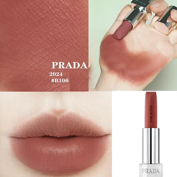 Son Prada Monochrome Soft Matte B106 Caramel Màu Nâu Nude - Son Môi - Vua Hàng Hiệu
