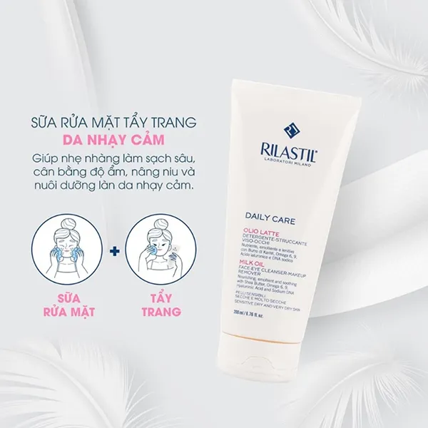 Sữa Rửa Mặt Cho Da Nhạy Cảm Rilastil Daily Care Milk Oil 200ml - Sữa Rửa Mặt - Vua Hàng Hiệu