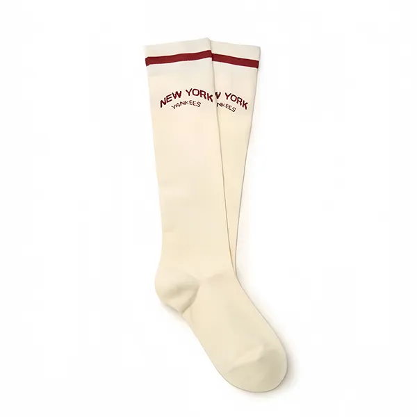 Tất MLB Sportive Varsity Knee Socks New York Yankees 3ASOKV14N-50CRD Màu Be Đỏ