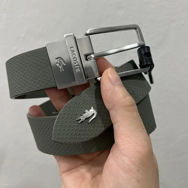 Thắt Lưng Nam Lacoste Chantaco Wide Buckle Reversible Belt Dùng 2 Mặt RC4085 918 Màu Nâu Rêu - Thắt lưng - Vua Hàng Hiệu