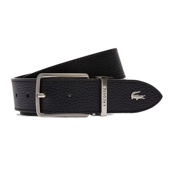 Thắt Lưng Nam Lacoste Men's Engraved Buckle Grained Leather Belt RC4021 000 Màu Đen Size 110
