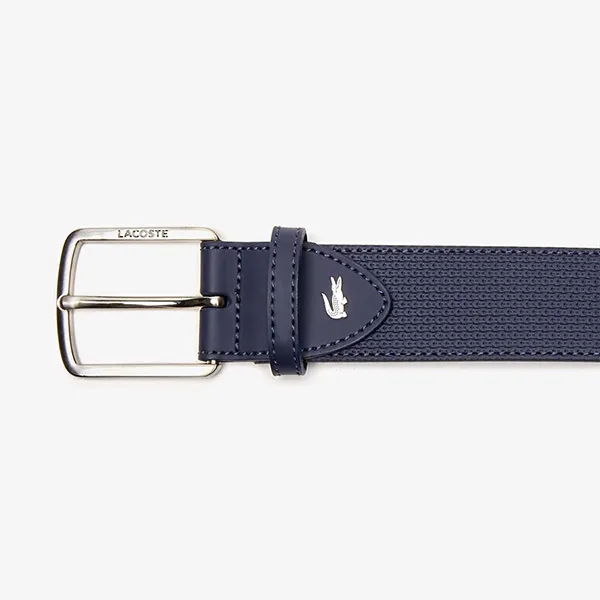 Thắt Lưng Nam Lacoste Men's Engraved Buckle Texturised Leather Belt RC4005 021 Màu Xanh Navy Size 110