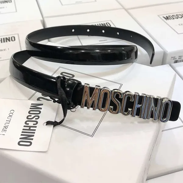 Thắt Lưng Nữ Moschino Logo Plaque Belt 1.8cm Màu Đen Size 80 - Thắt lưng - Vua Hàng Hiệu
