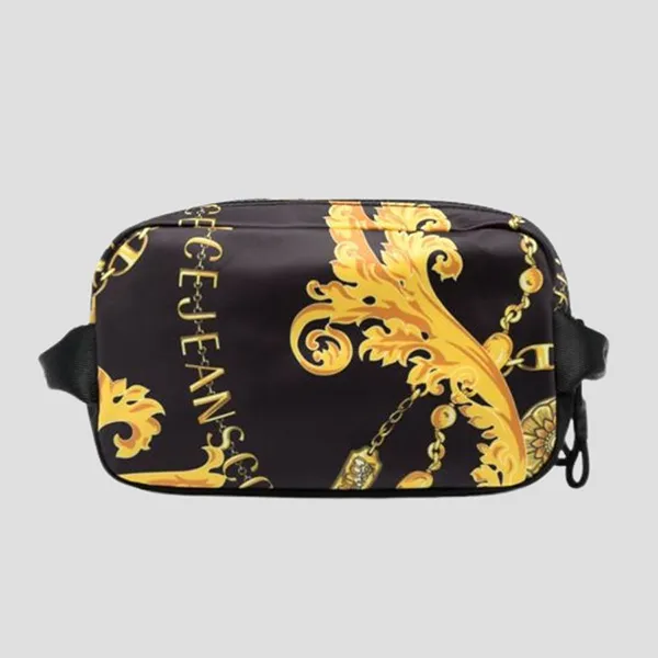 Túi Cầm Tay Versace Jeans Couture Black With Logo Printed 75YA4B8CZS930G89 Màu Vàng Đen