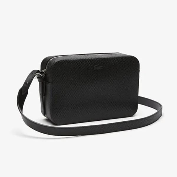 Túi Đeo Chéo Lacoste Chantaco Calfskin Leather Pouch Purse NF4160KL-00-000 Noir Màu Đen