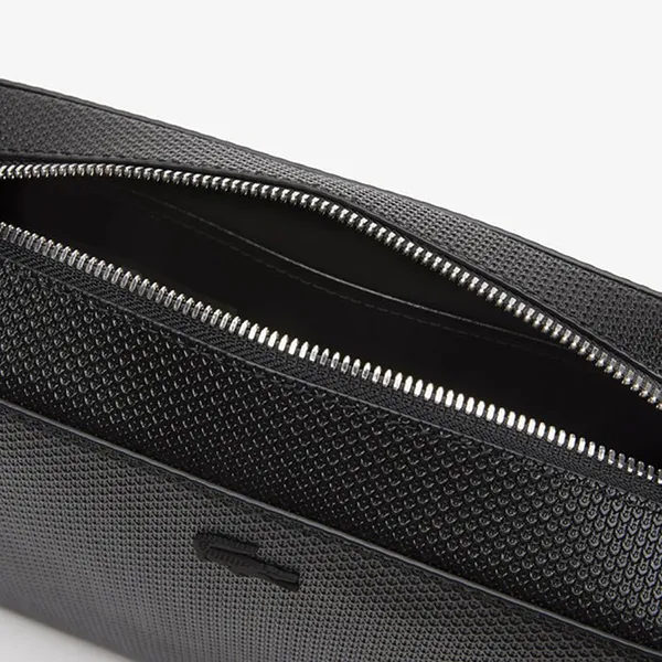 Túi Đeo Chéo Lacoste Chantaco Calfskin Leather Pouch Purse NF4160KL-00-000 Noir Màu Đen