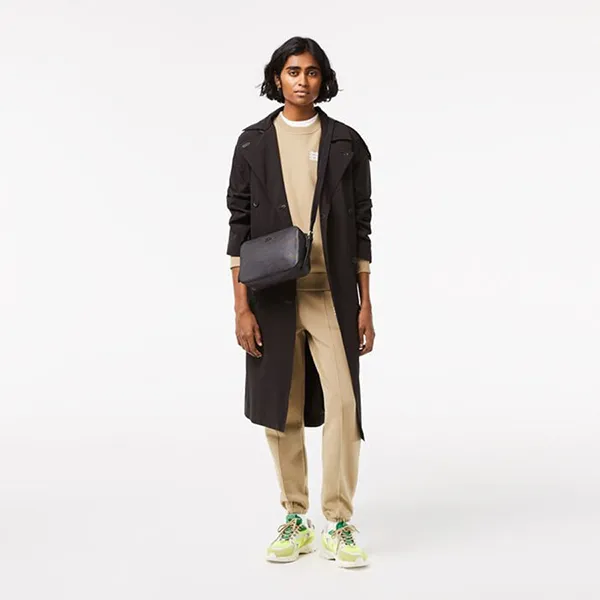 Túi Đeo Chéo Lacoste Chantaco Calfskin Leather Pouch Purse NF4160KL-00-000 Noir Màu Đen