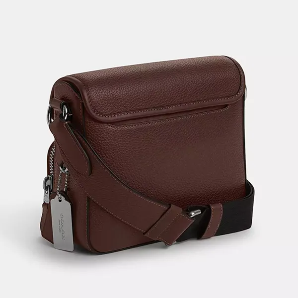 Túi Đeo Chéo Nam Coach Sullivan Flap Crossbody Bag In Signature Jacquard Silver/Oak/Maple CT834 Màu Nâu Xám