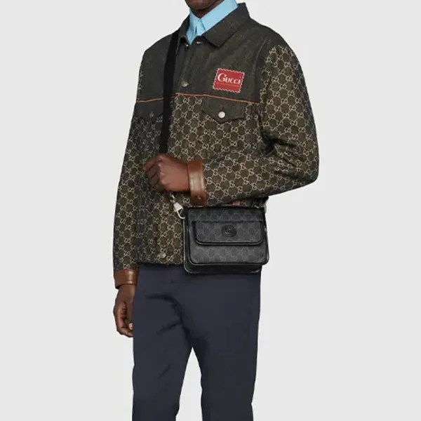 Túi Đeo Chéo Nam Gucci Interlocking GG Supreme Canvas Bag 674164 Màu Đen