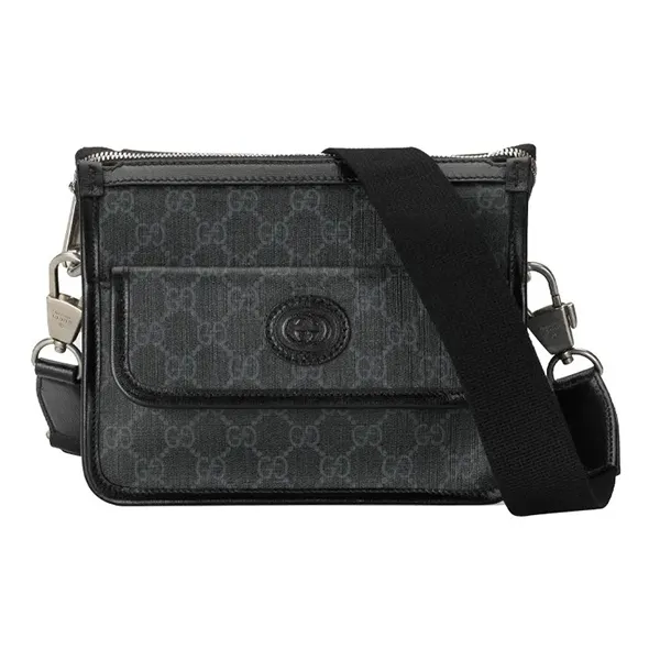 Túi Đeo Chéo Nam Gucci Interlocking GG Supreme Canvas Bag 674164 Màu Đen