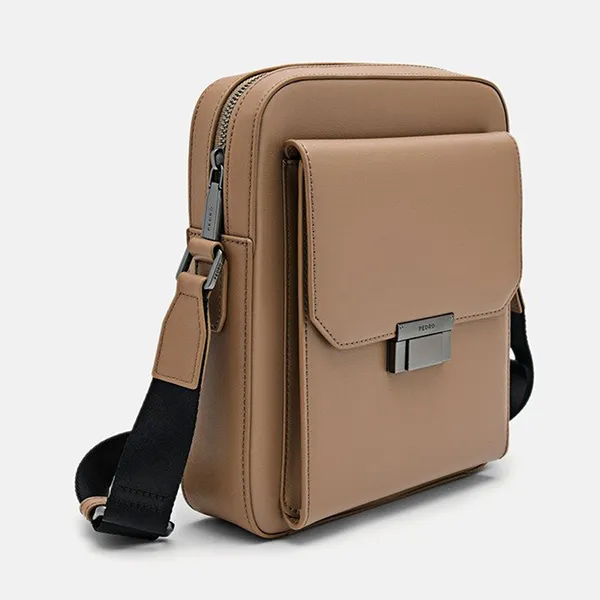 Túi Đeo Chéo Nam Pedro Henry Leather Sling Crossbody Bag Taupe PM2-26320147 Màu Nâu Nhạt