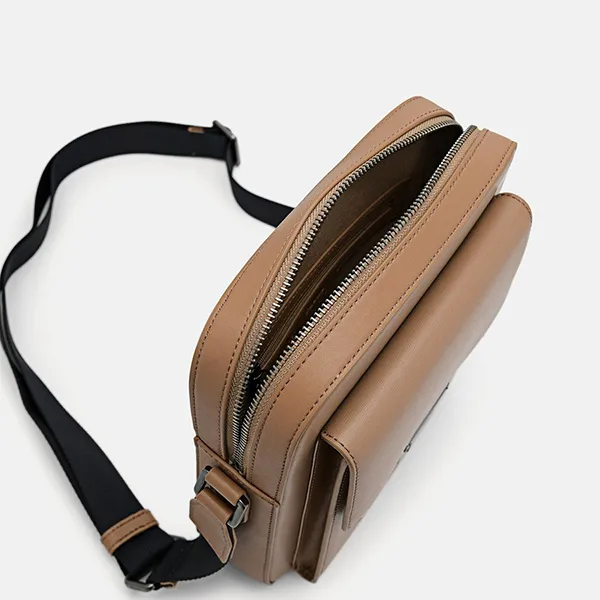 Túi Đeo Chéo Nam Pedro Henry Leather Sling Crossbody Bag Taupe PM2-26320147 Màu Nâu Nhạt