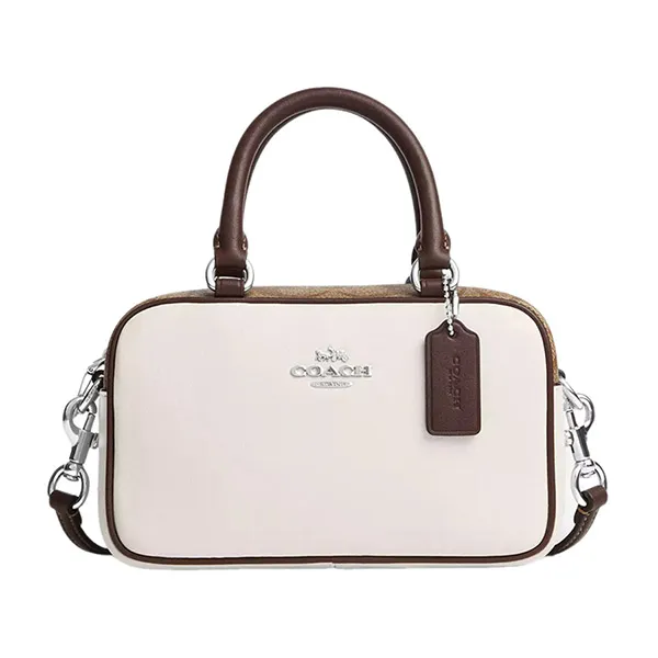Túi Đeo Chéo Nữ Coach Satchel Crossbody In Signature Colorblock CV704 Màu Trắng Nâu - Túi xách - Vua Hàng Hiệu