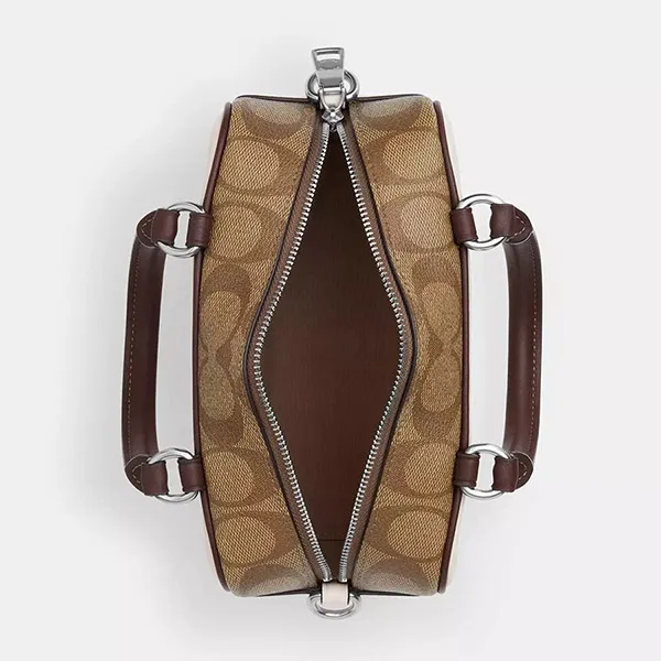 Túi Đeo Chéo Nữ Coach Satchel Crossbody In Signature Colorblock CV704 Màu Trắng Nâu - Túi xách - Vua Hàng Hiệu